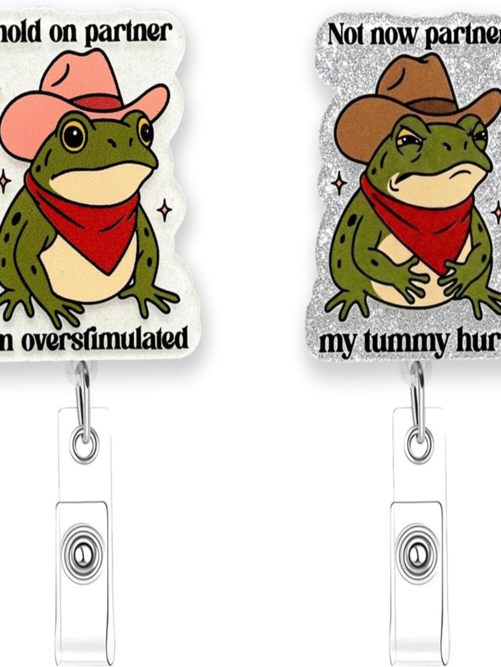 2Pcs Cute Nurse Badge Reel Funny Nursing Cowboy Frog Badge Reels Retractable -A1